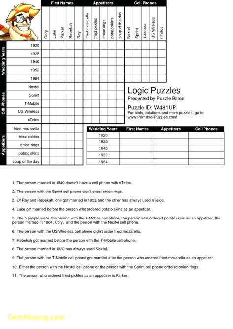Printable Logic Puzzle Grid
